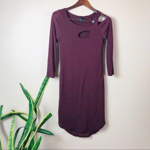 🛍Burgundy Ridded Cocktail Party Dress